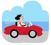 Stock Photo of Driving With Dog Linda Braucht (b.20th C./American) Computer graphics